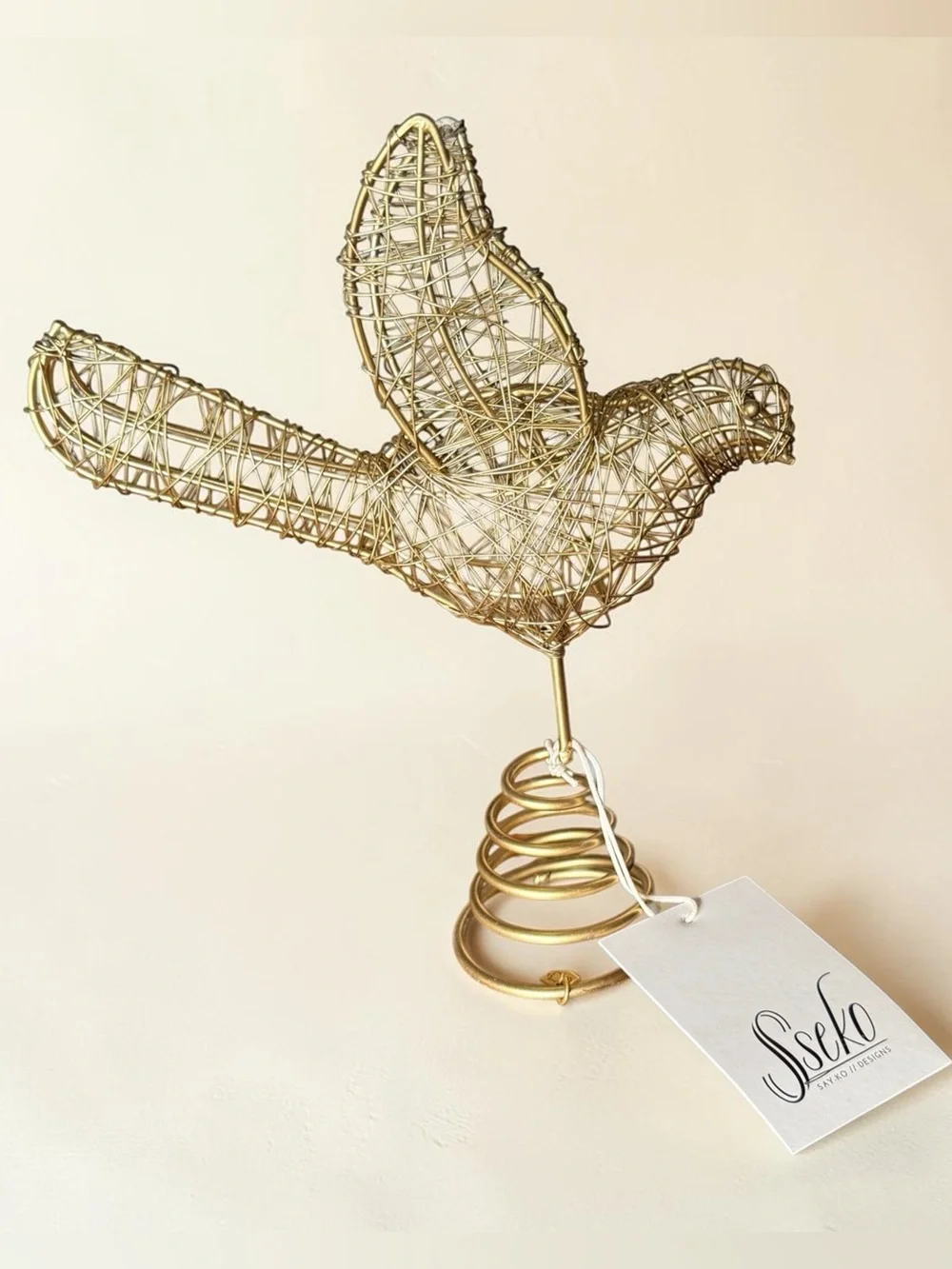 Sseko Brass Wire Dove Sculpture